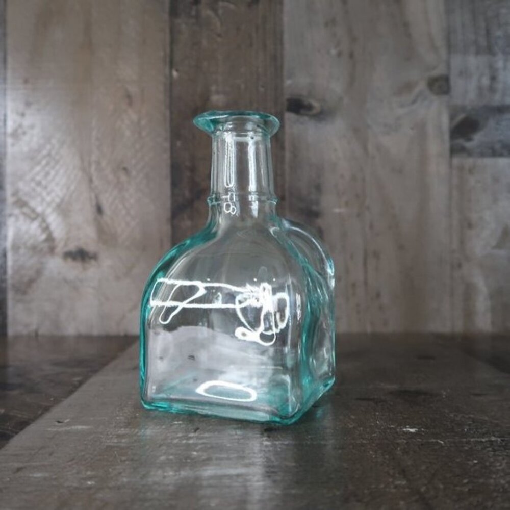 VE Vetreria Etrusca Green/Teal Glass Cruet Bottle Decanter 250MLS Vintage